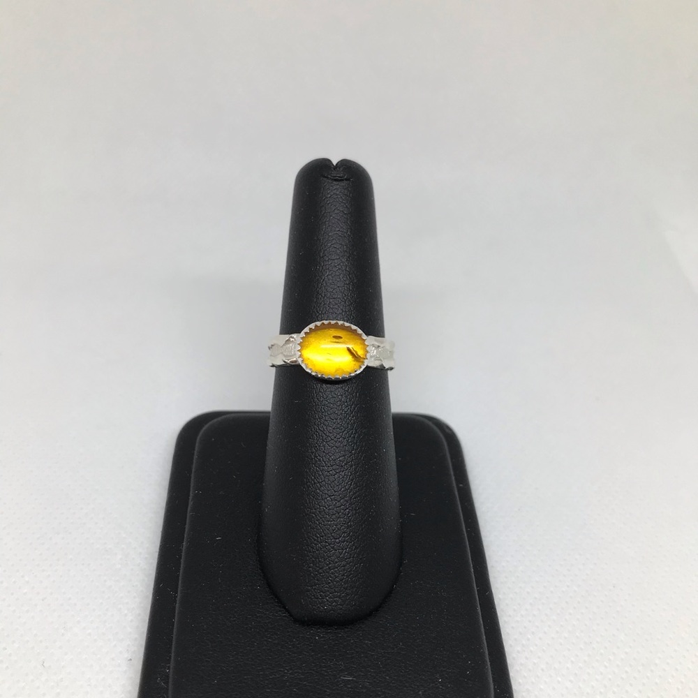 1Ct Amber Ring Handmade